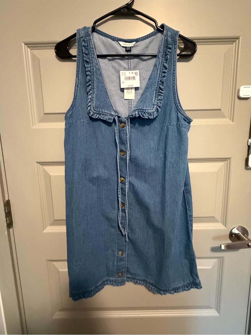 American Eagle Outfitters Light Blue Denim Button-Front Dress